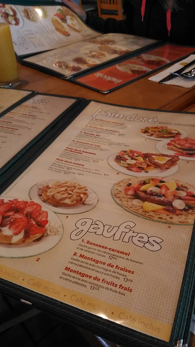 Menu, Cora Déjeuners et dîners