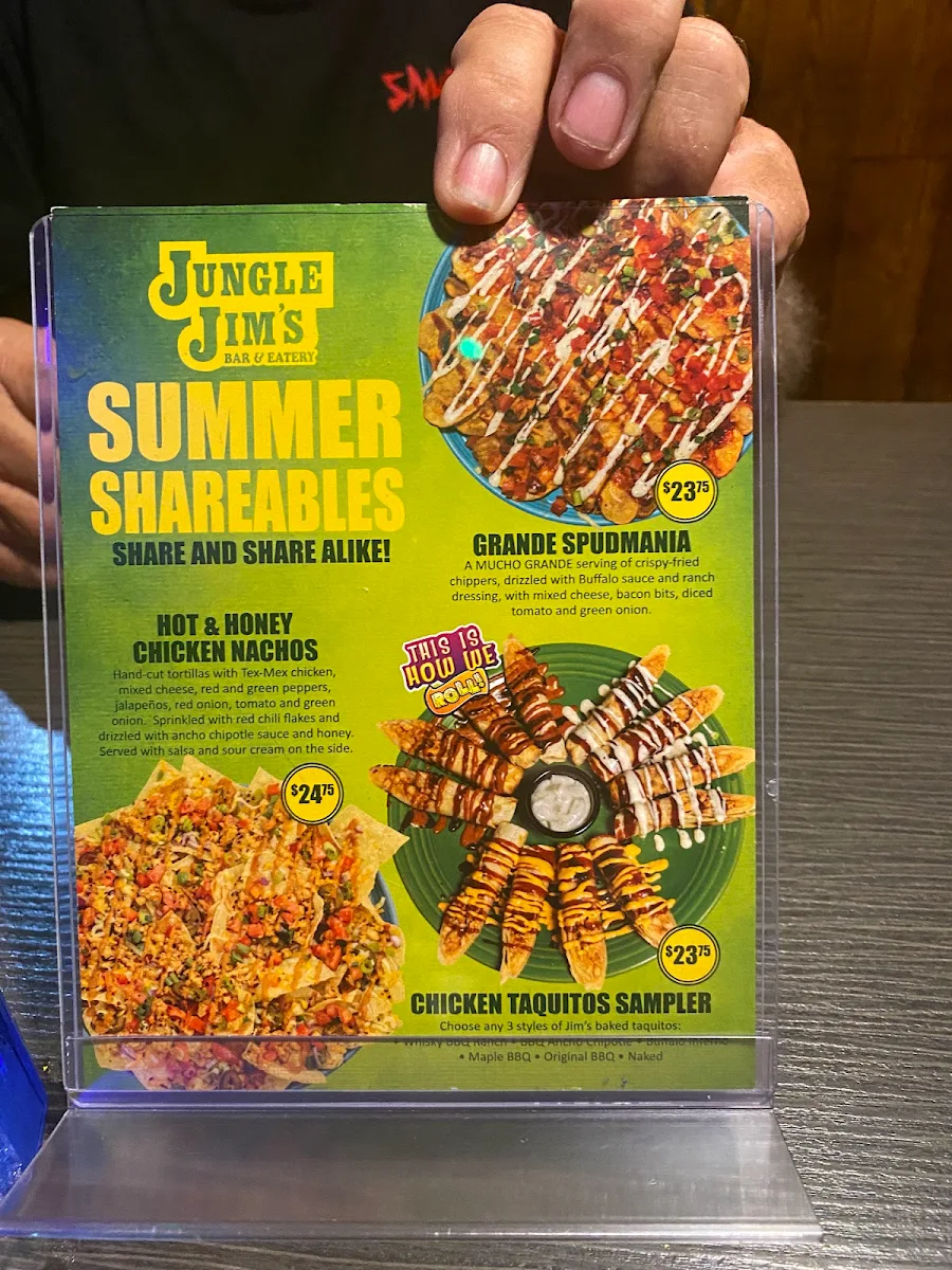 Menu, Jungle Jim's Eatery