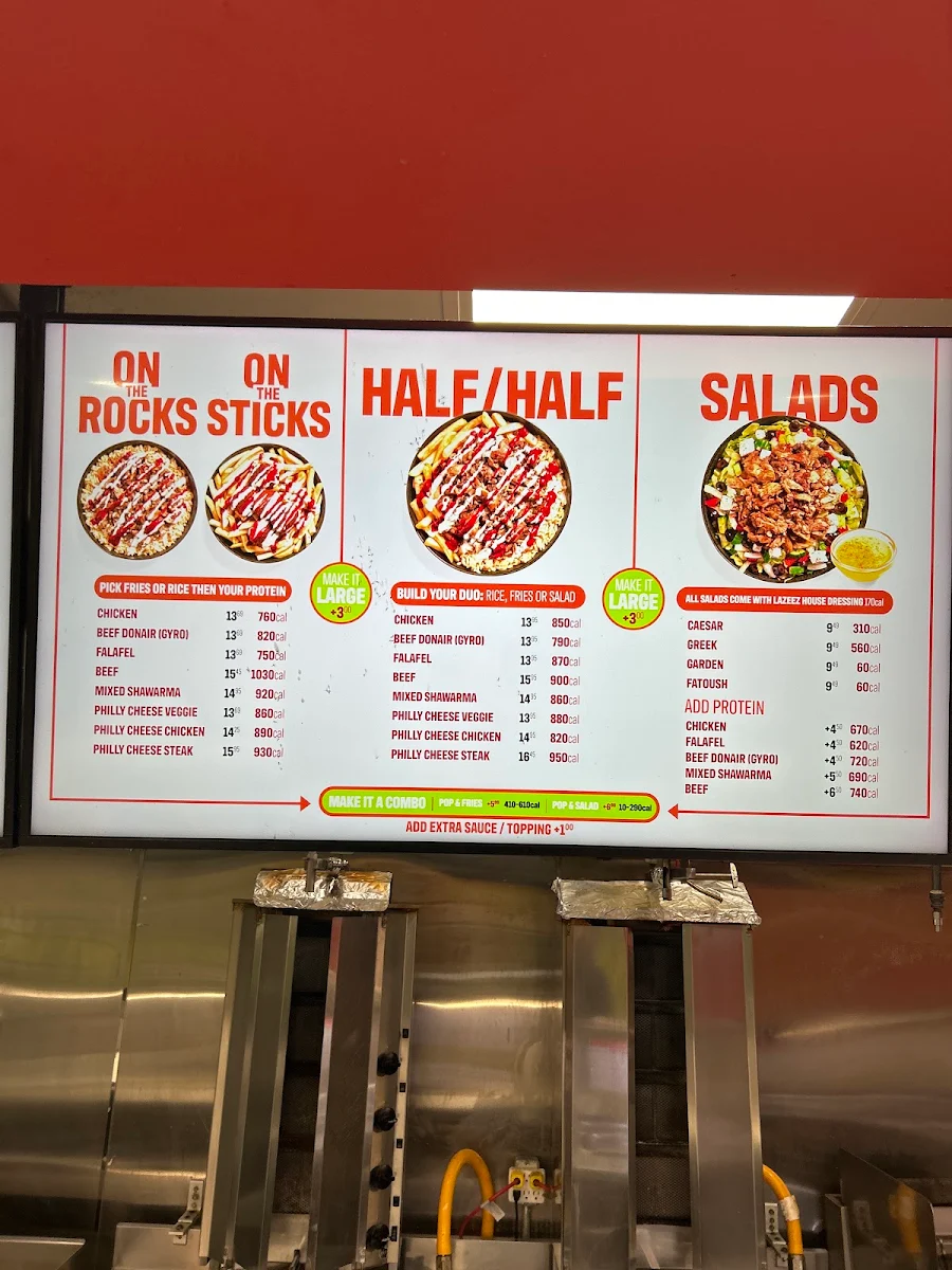 Menu, Lazeez Shawarma