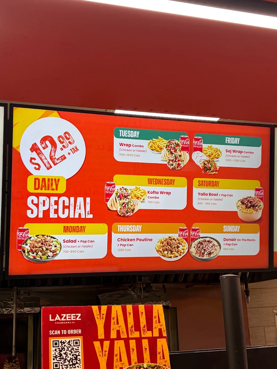 Menu, Lazeez Shawarma