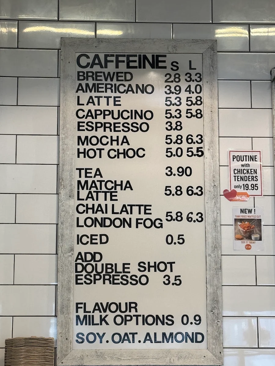Menu, Delish cafe