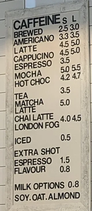 Menu, Delish cafe