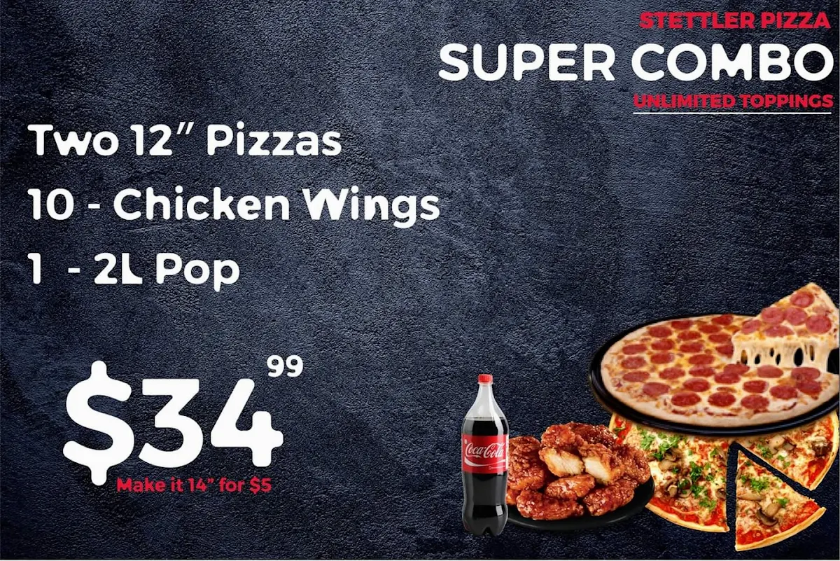 Menu, Cosmic Pizza Stettler