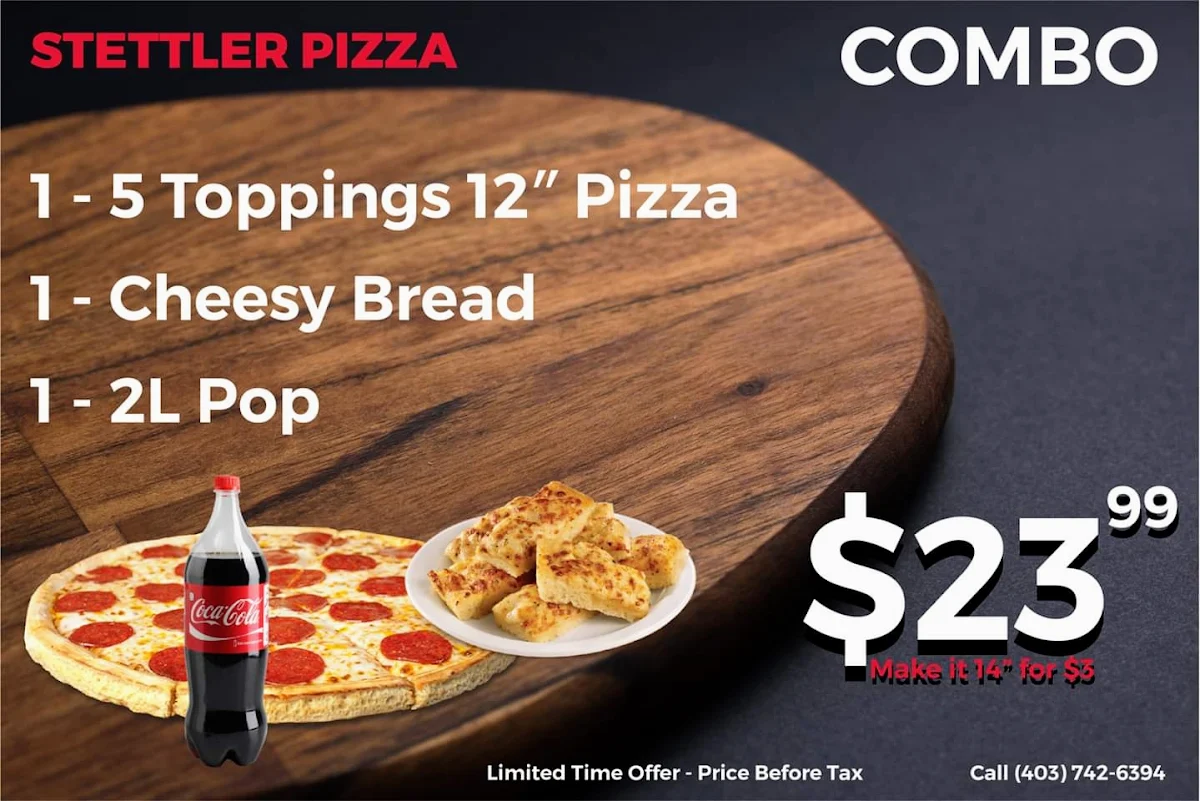 Menu, Cosmic Pizza Stettler