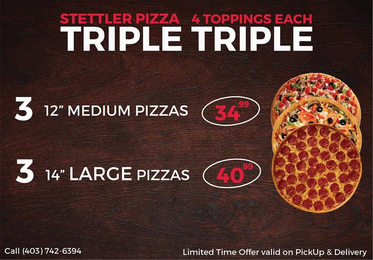 Menu, Cosmic Pizza Stettler