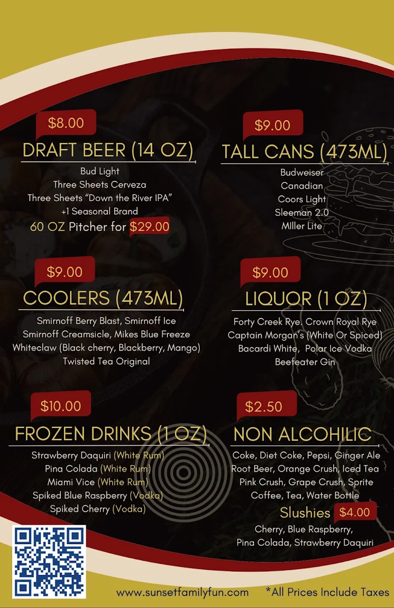 Menu, Bullpen Sports Bar & Patio