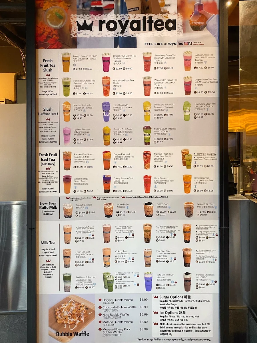Menu, Royaltea (Chinatown)