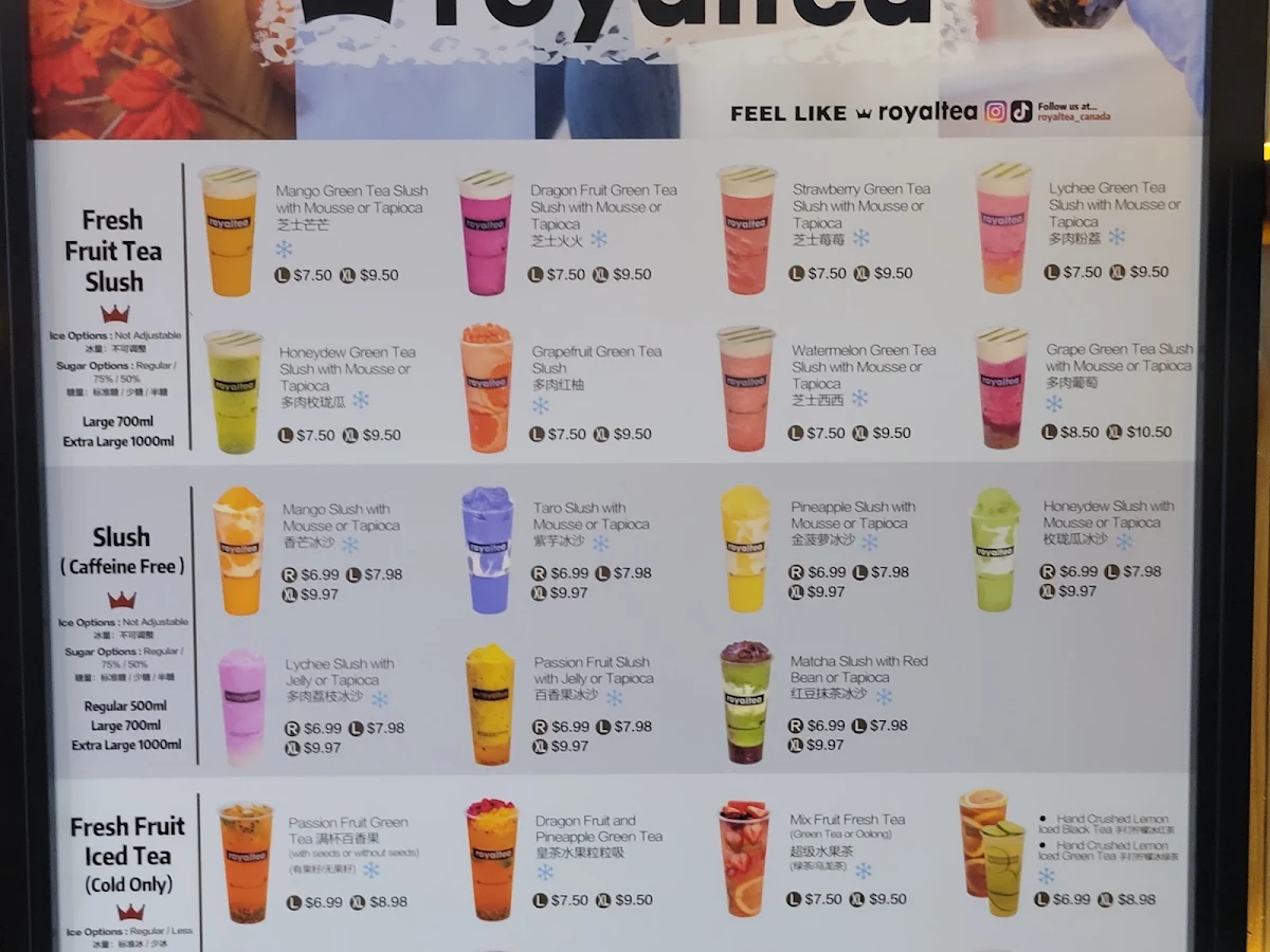 Menu, Royaltea (Chinatown)