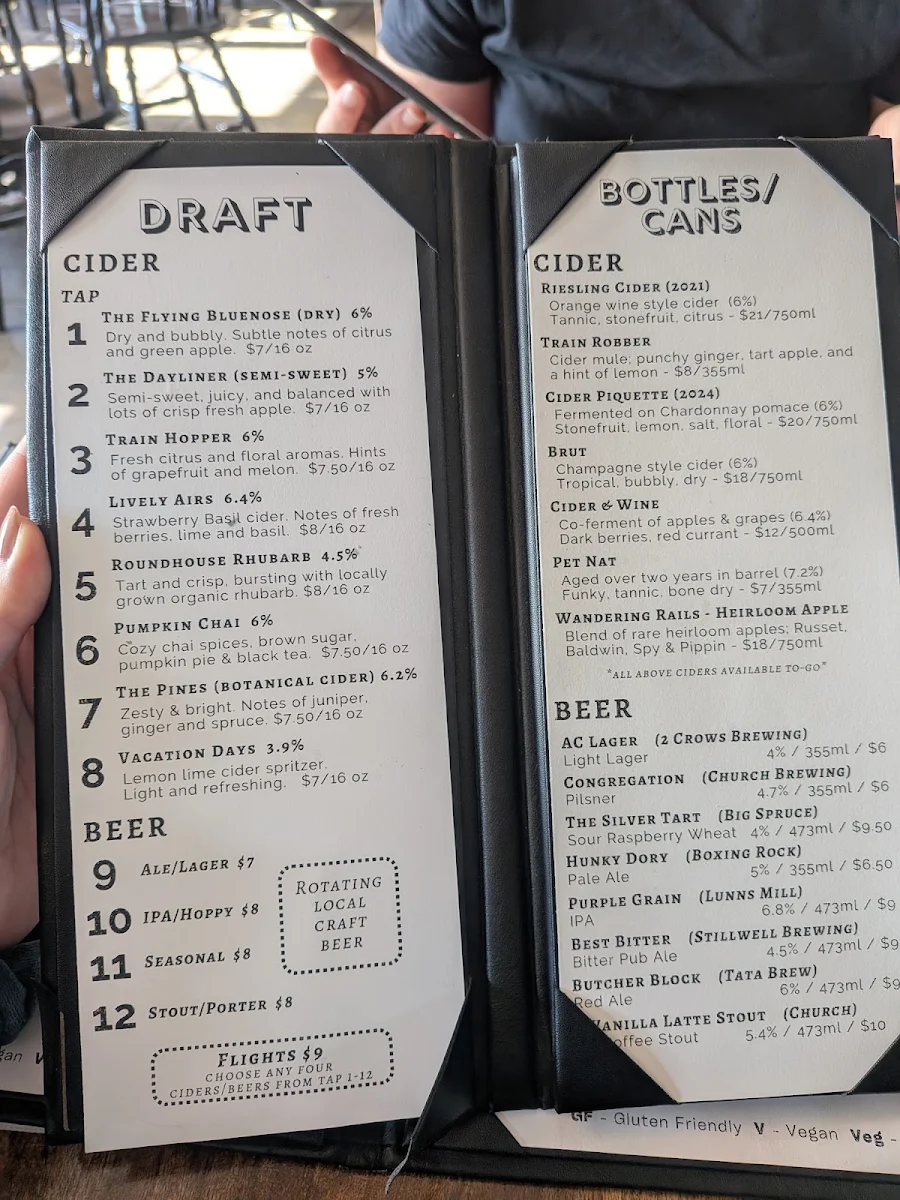 Menu, Maritime Express Cider Co.