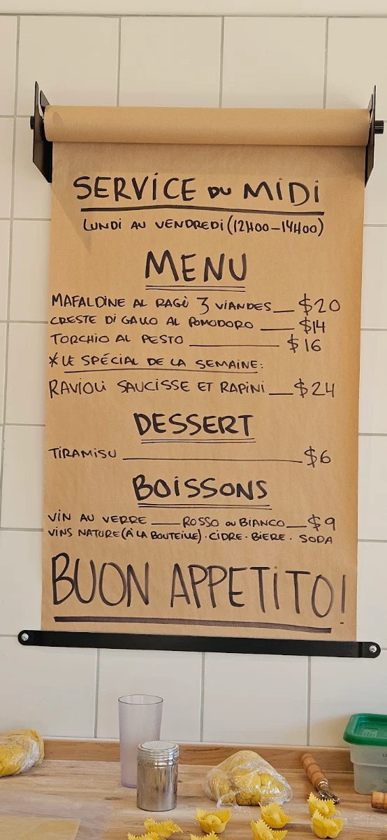 Menu, PASTIFICIO ETNA