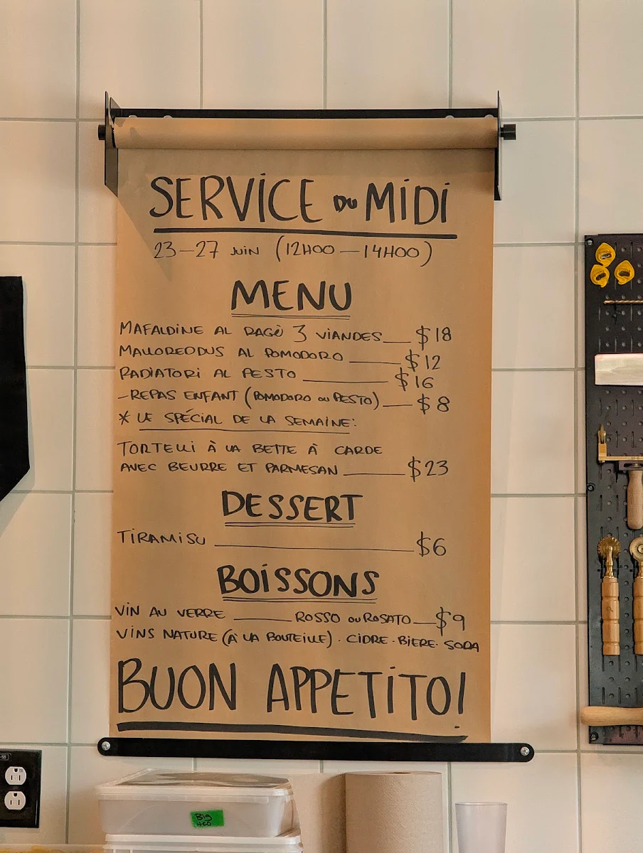 Menu, PASTIFICIO ETNA