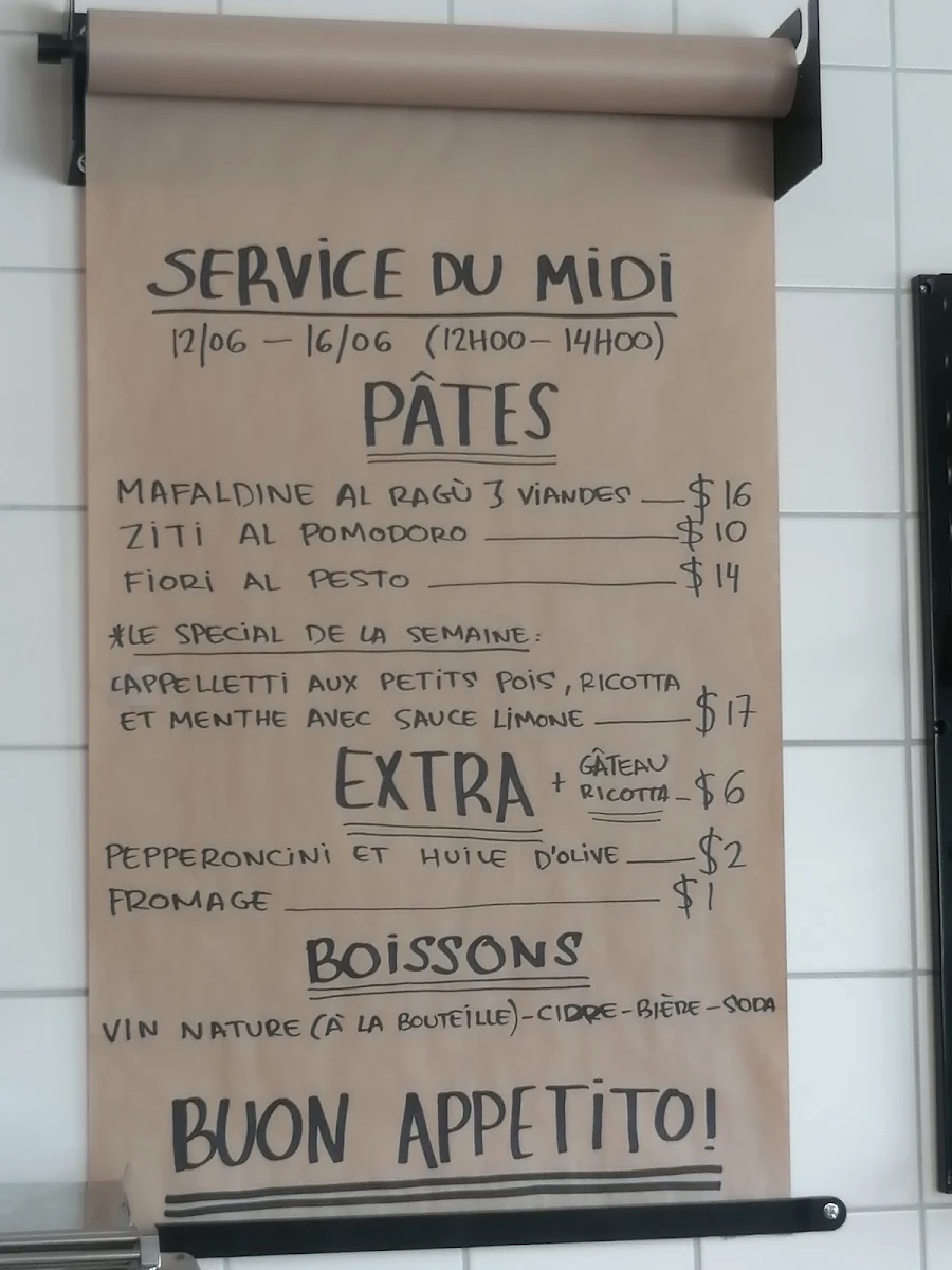 Menu, PASTIFICIO ETNA