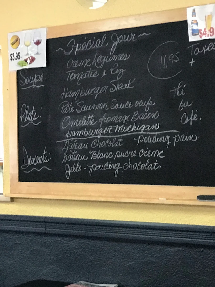 Menu, Casse-Croute Chez Claudette