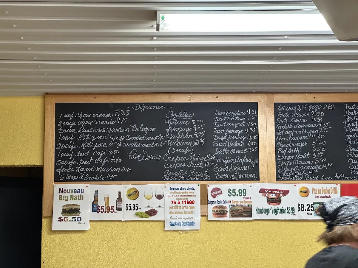 Menu, Casse-Croute Chez Claudette