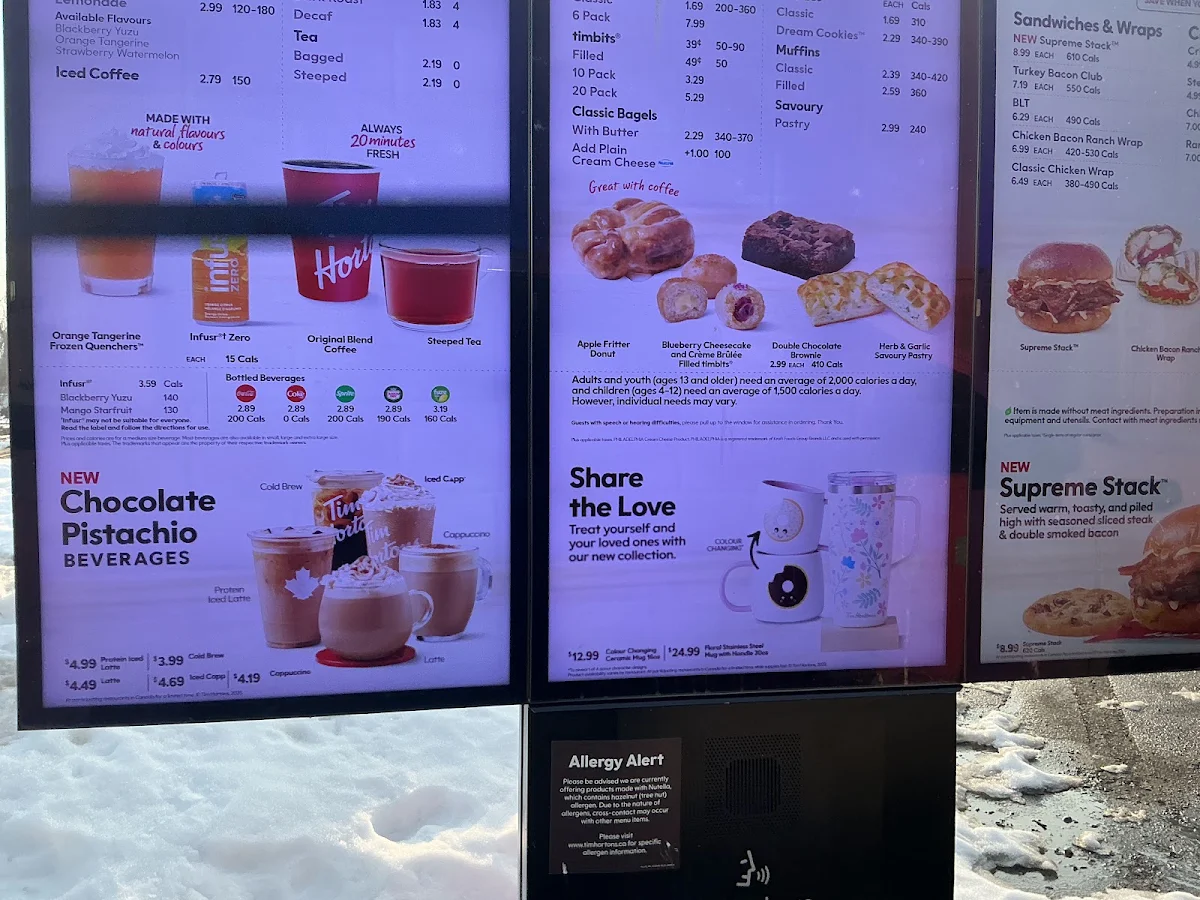 Menu, Tim Hortons