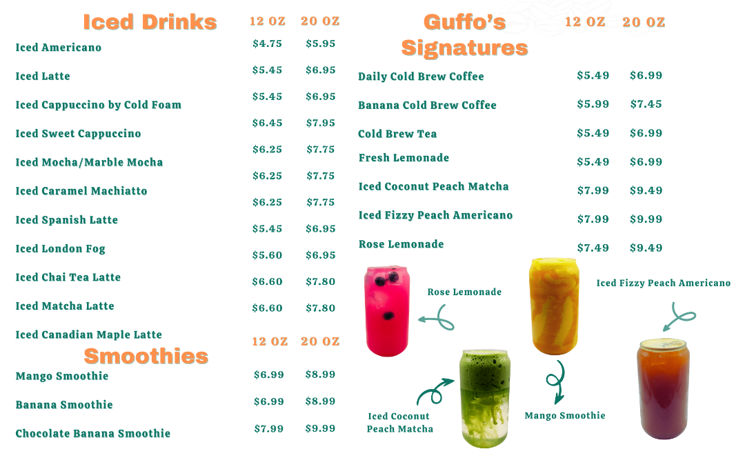 Menu, Guffo Café