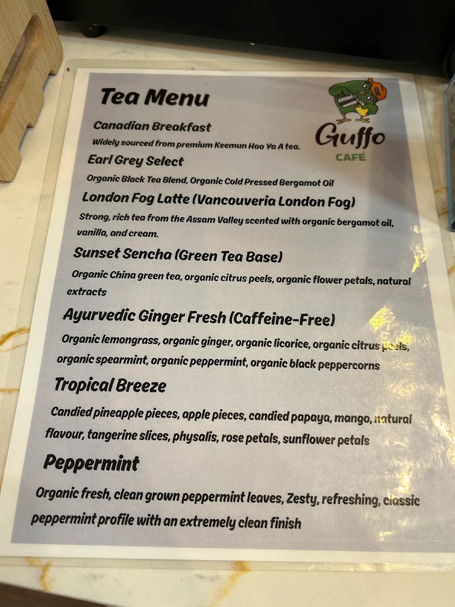 Menu, Guffo Café