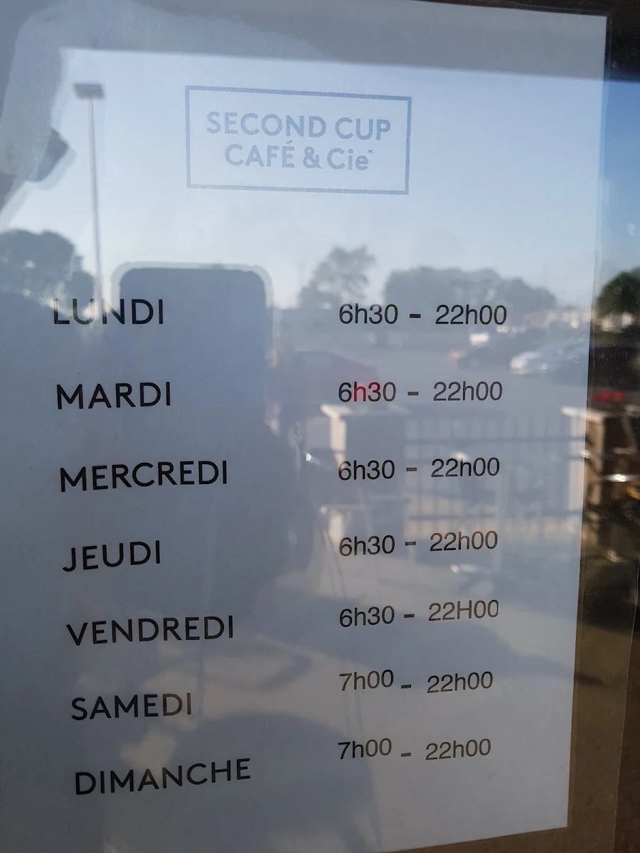 Menu, Second Cup Coffee
