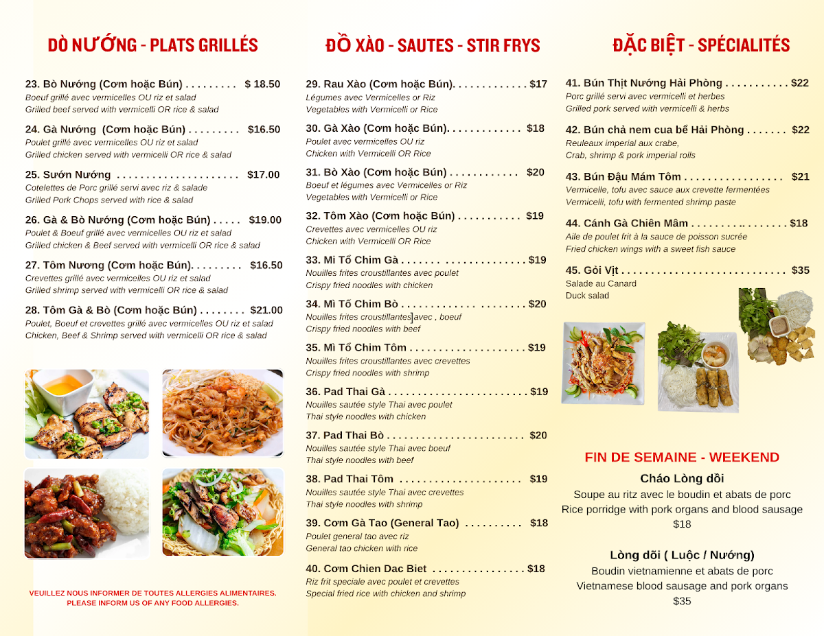Menu, Pho Mai
