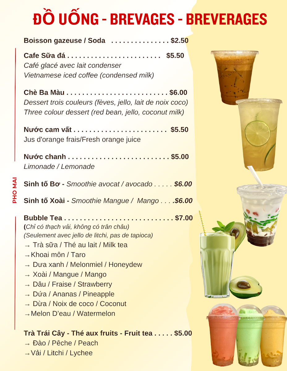 Menu, Pho Mai