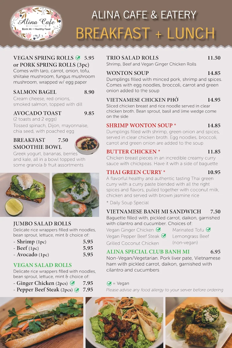Menu, Alina Cafe and Eatery