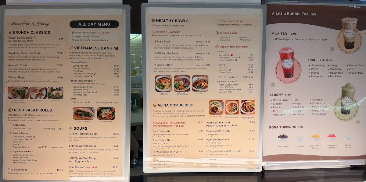 Menu, Alina Cafe and Eatery