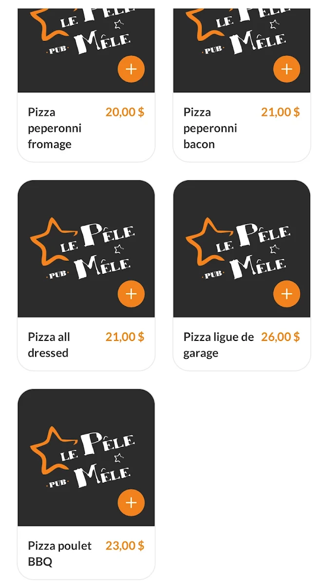 Menu, Le Pêle-Mêle - Vieux-Hull