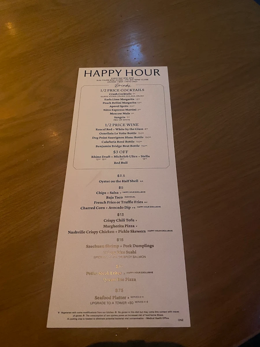 Menu, Earls Kitchen + Bar
