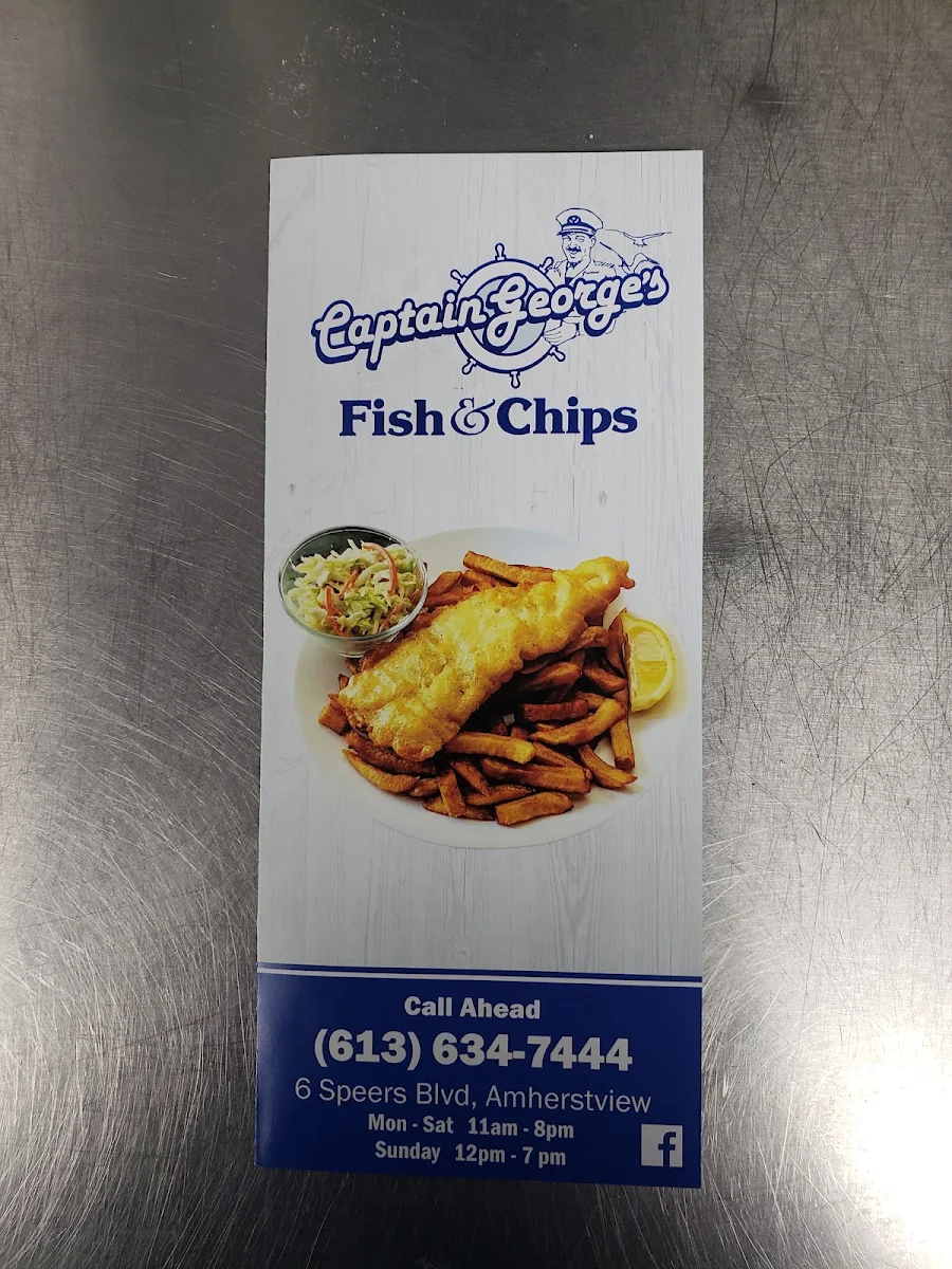 Menu, Captain George's Fish & Chips Amherstview