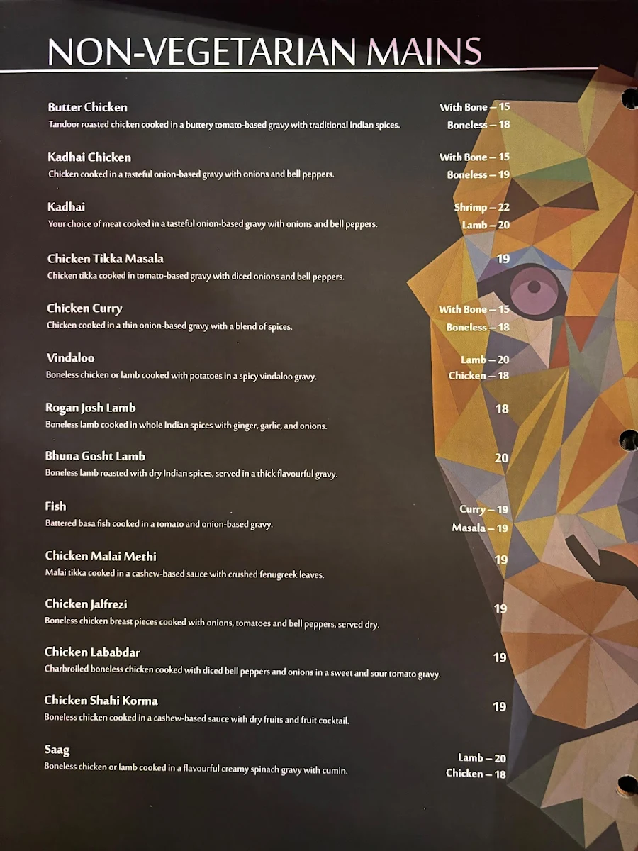 Menu, Oh Bombay