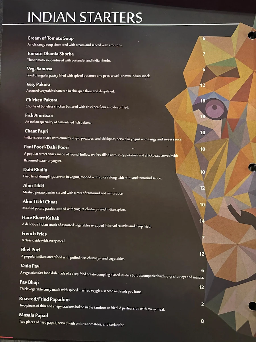 Menu, Oh Bombay