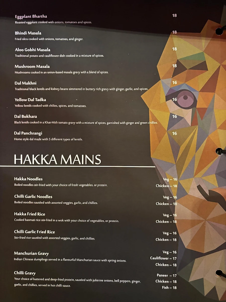 Menu, Oh Bombay