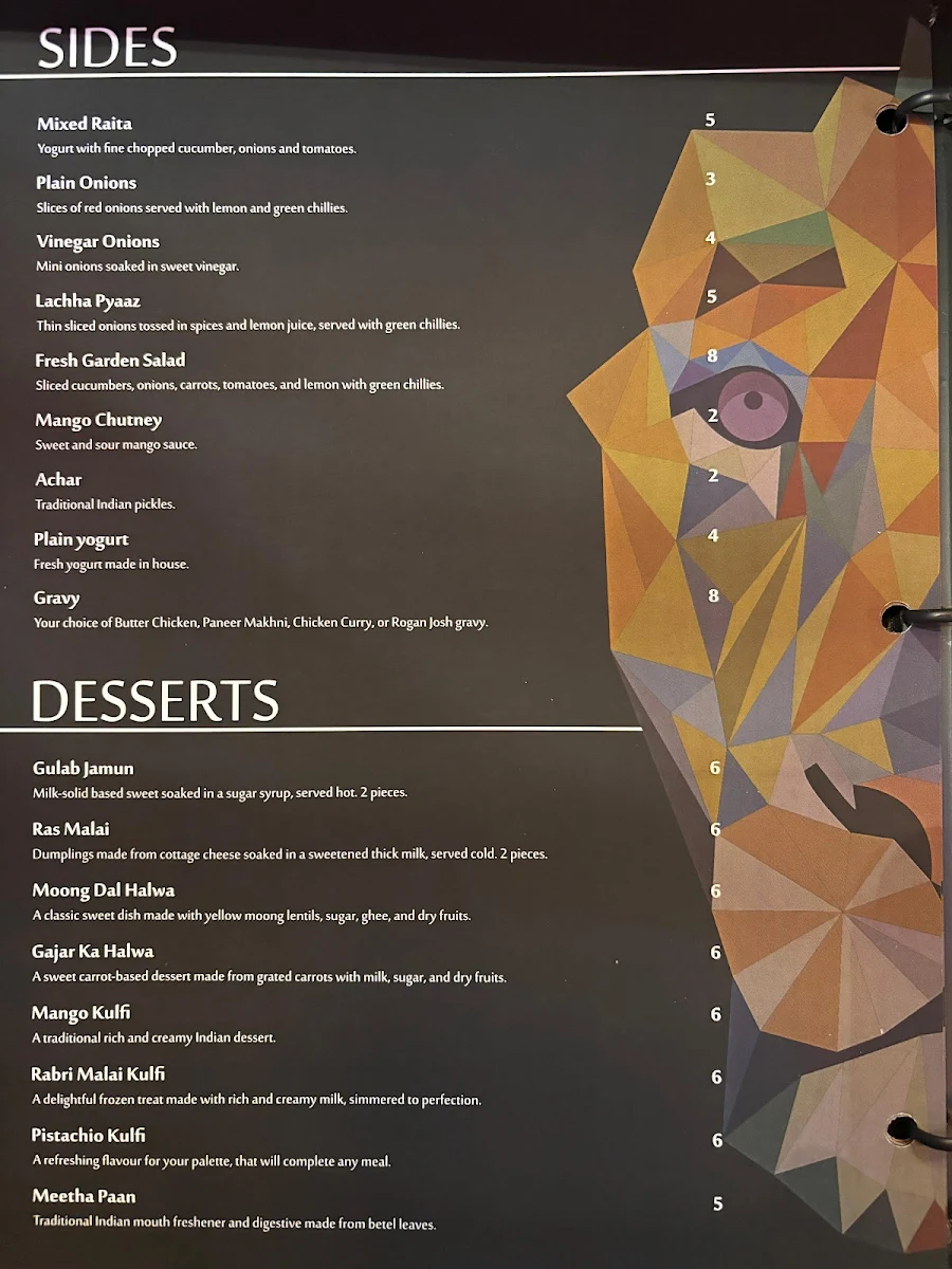 Menu, Oh Bombay