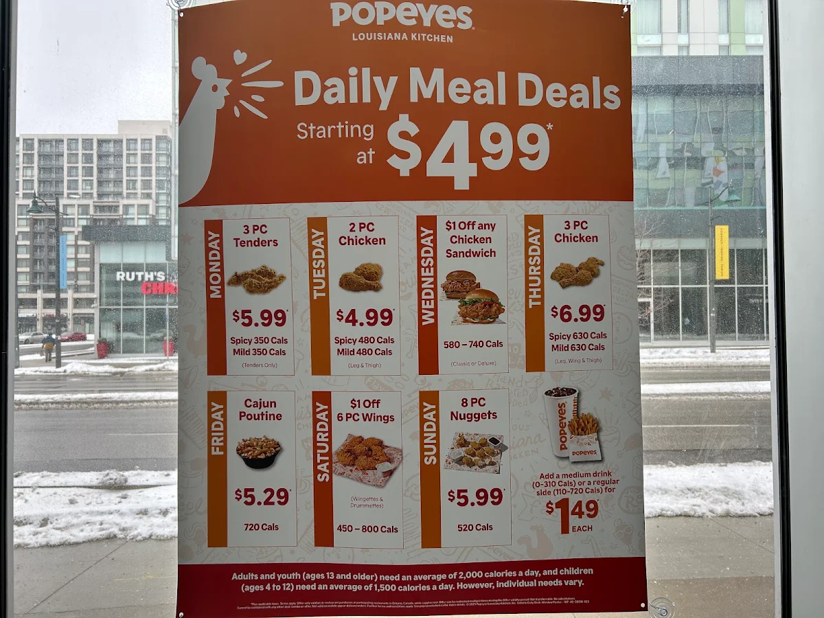 Menu, Popeyes Louisiana Kitchen
