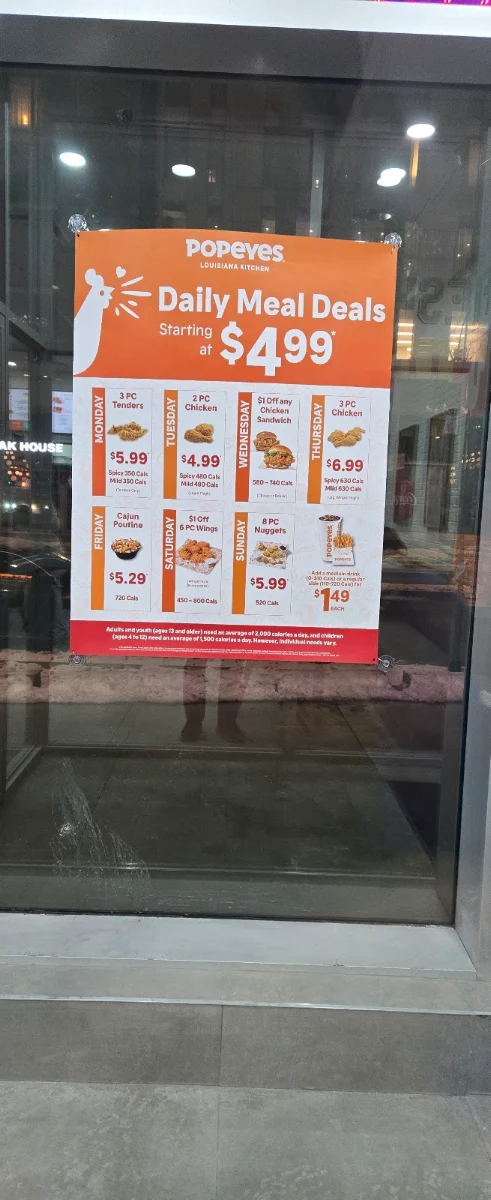Menu, Popeyes Louisiana Kitchen