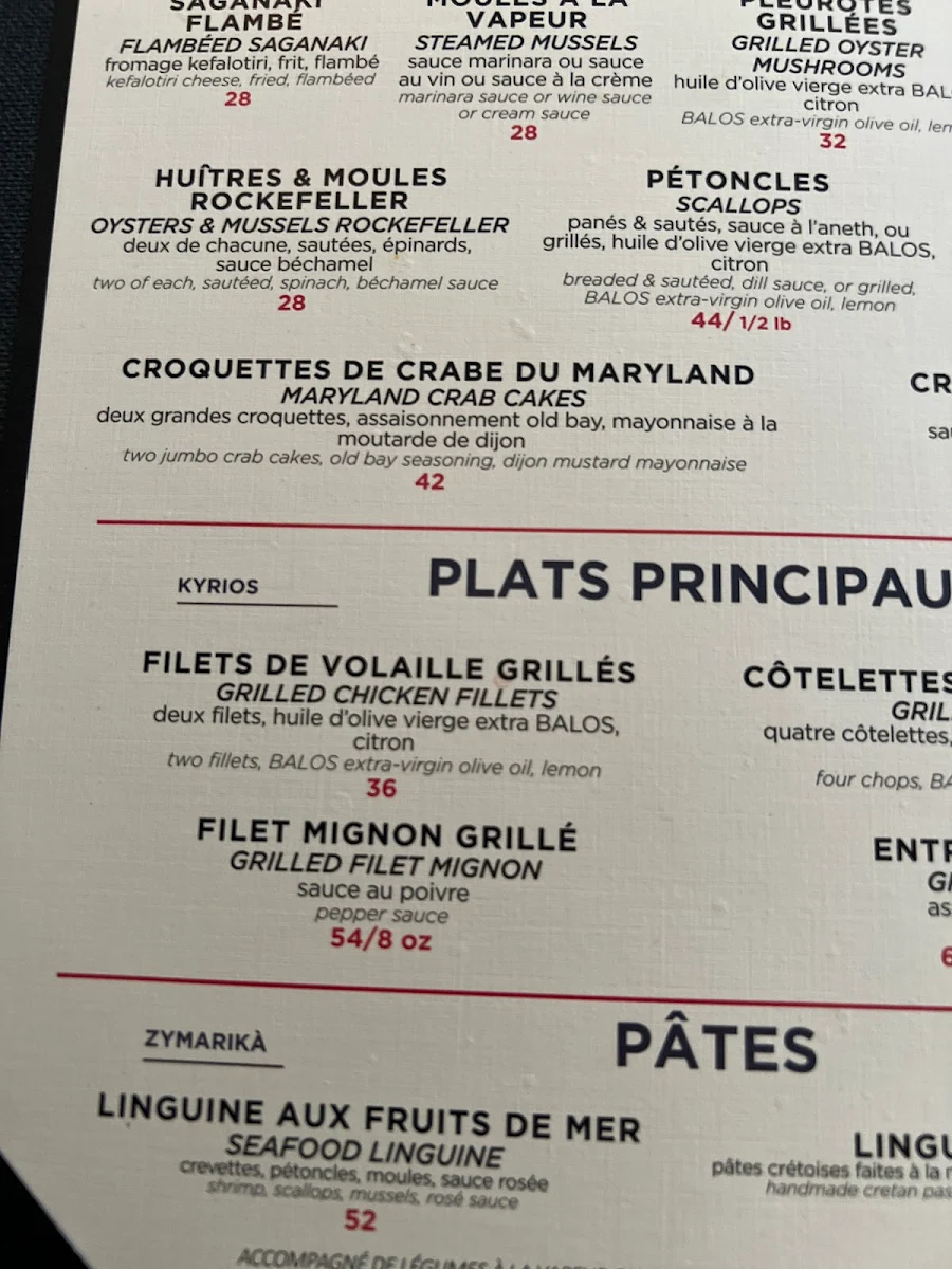 Menu, BALOS