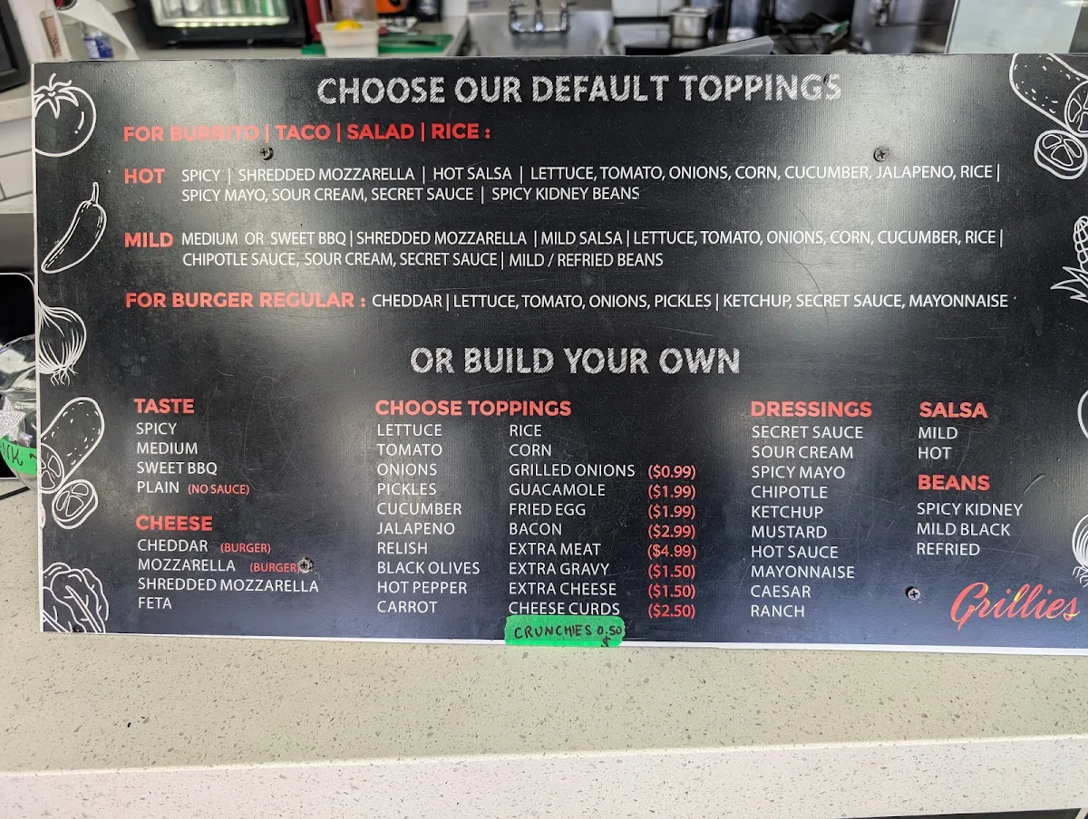 Menu, Grillies ( Whitby )
