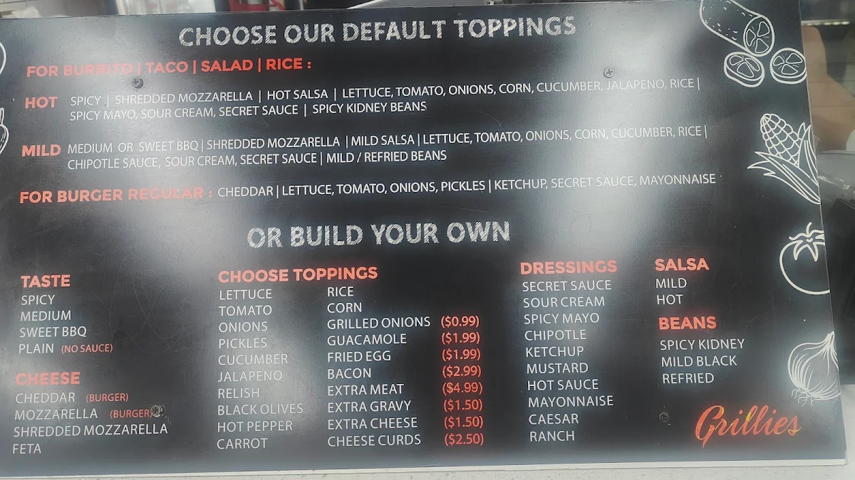 Menu, Grillies ( Whitby )