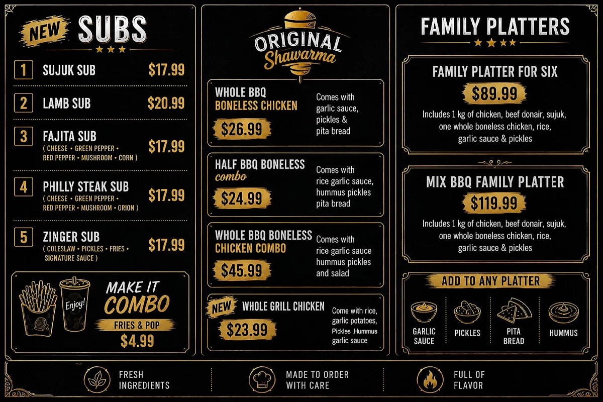 Menu, Original Shawarma