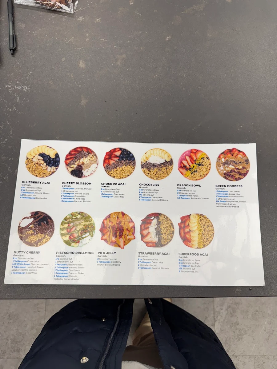 Menu, Body Energy Club