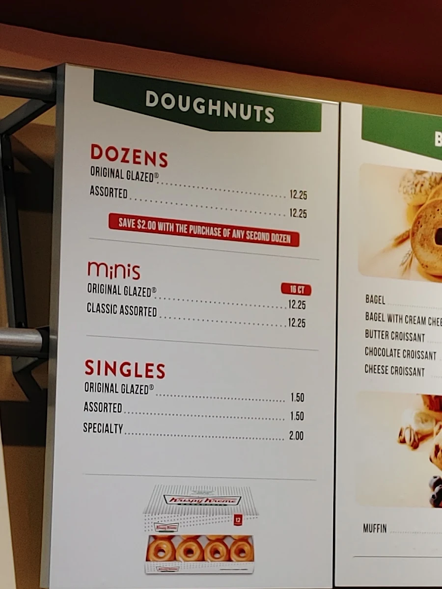 Menu, Krispy Kreme Café