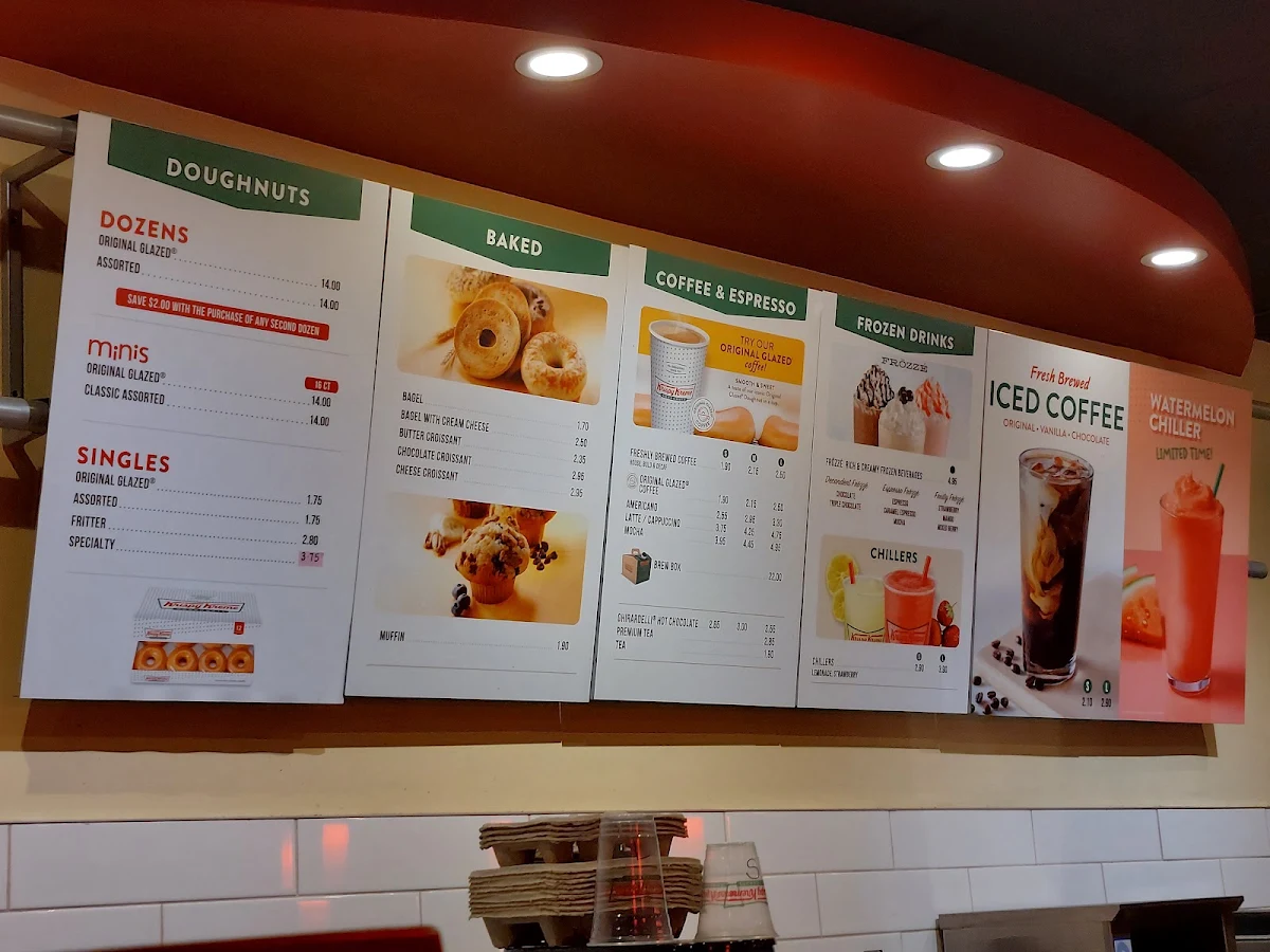 Menu, Krispy Kreme Café