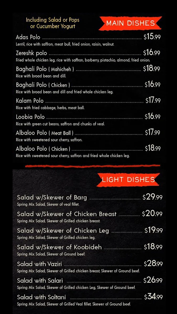 Menu, Minoo Catering