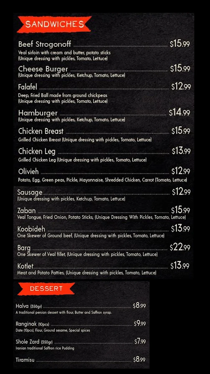 Menu, Minoo Catering