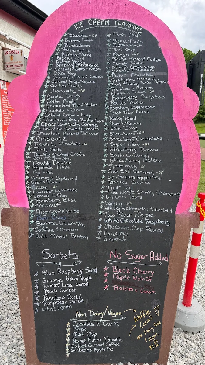 Menu, Ancaster Little League Snack Bar