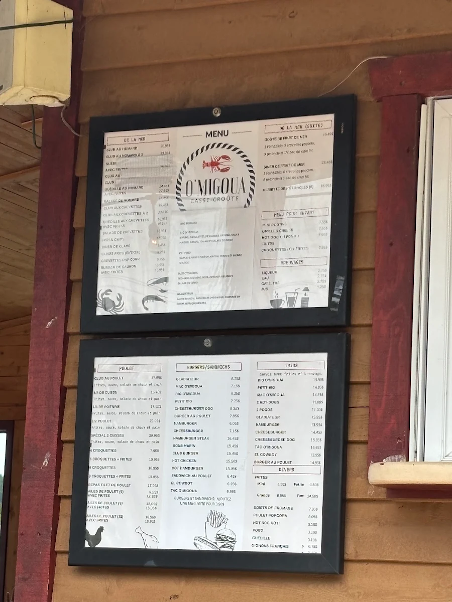 Menu, Casse-Croûte O'Migoua