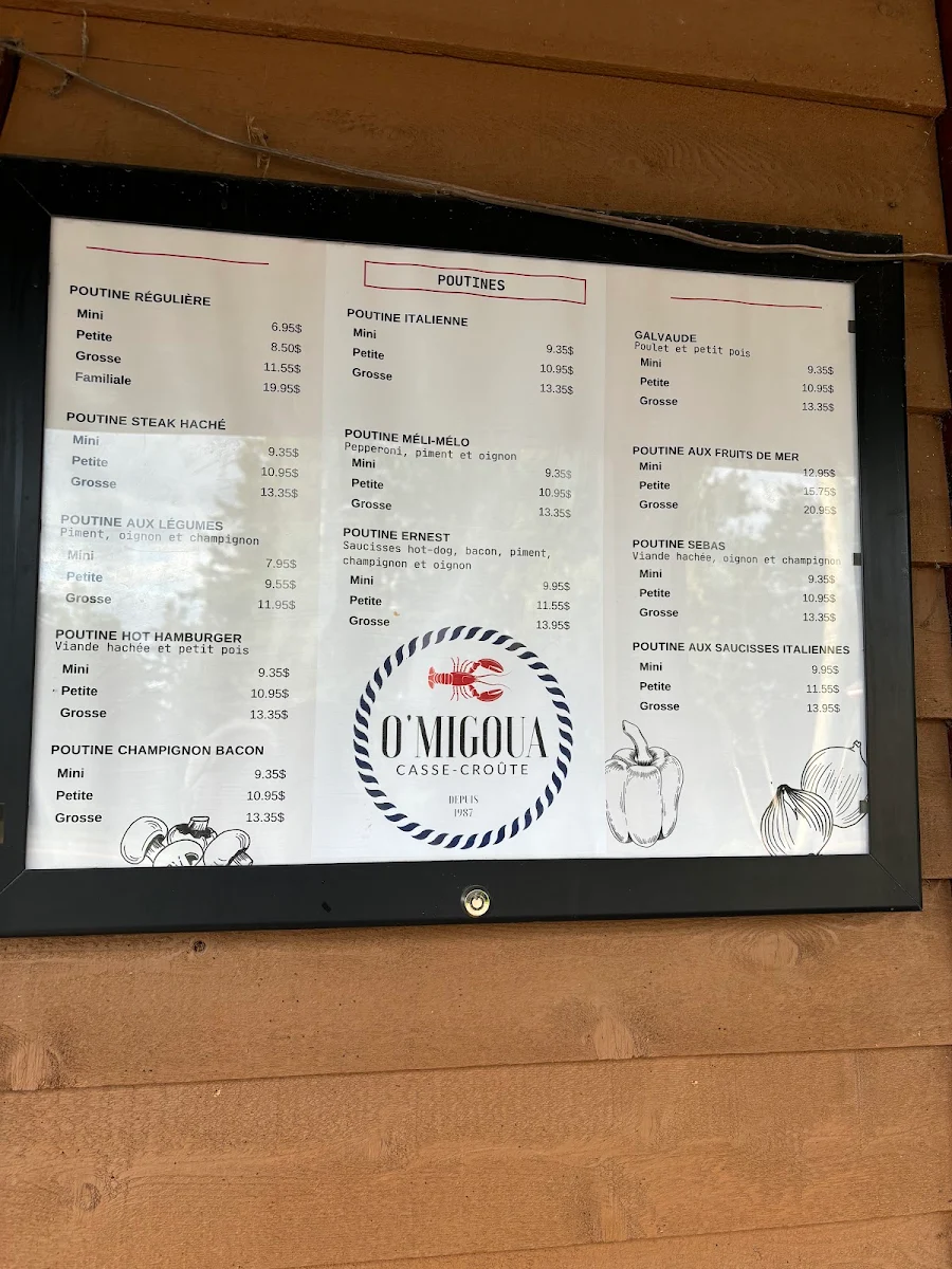 Menu, Casse-Croûte O'Migoua