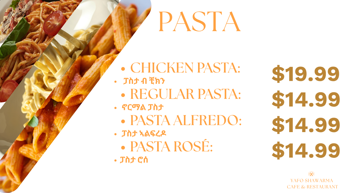 Menu, Yafo Shawarma Cafe