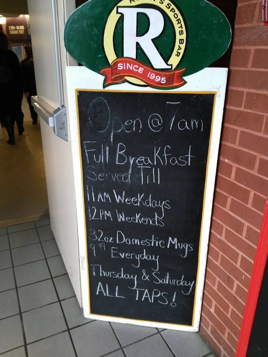 Menu, Rocky's Sports Bar
