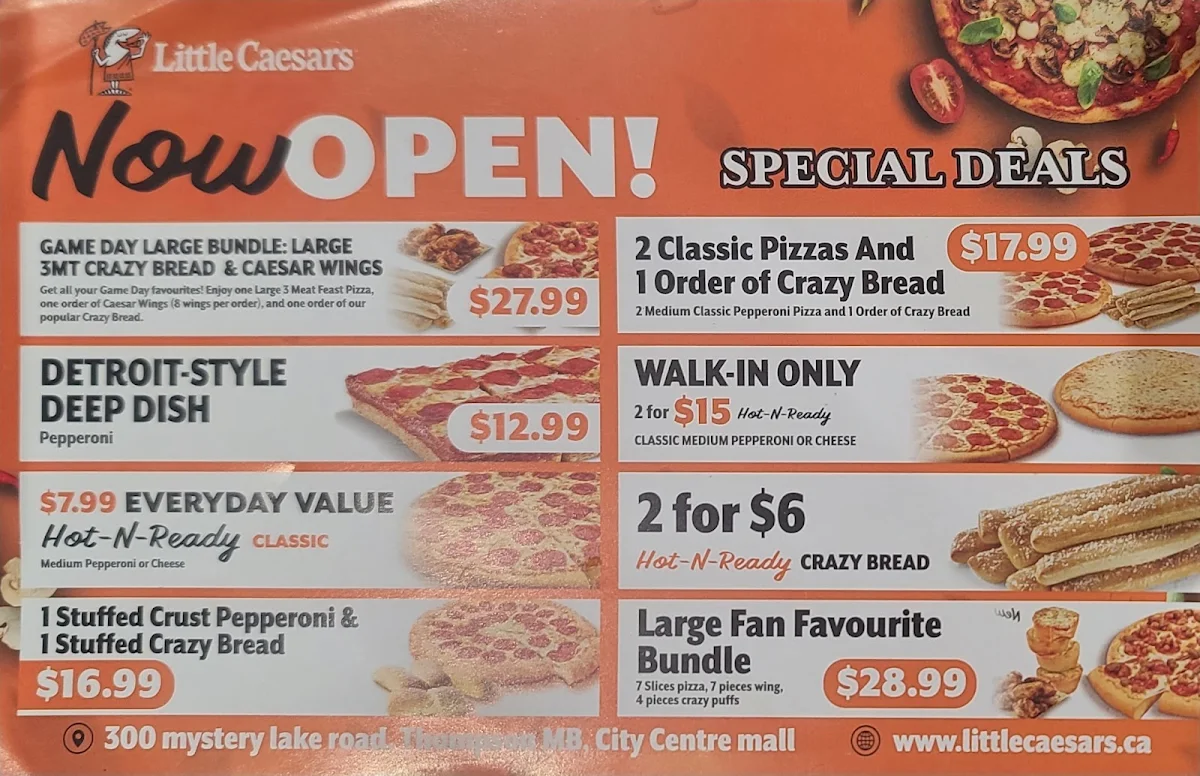 Menu, Little Caesars Pizza